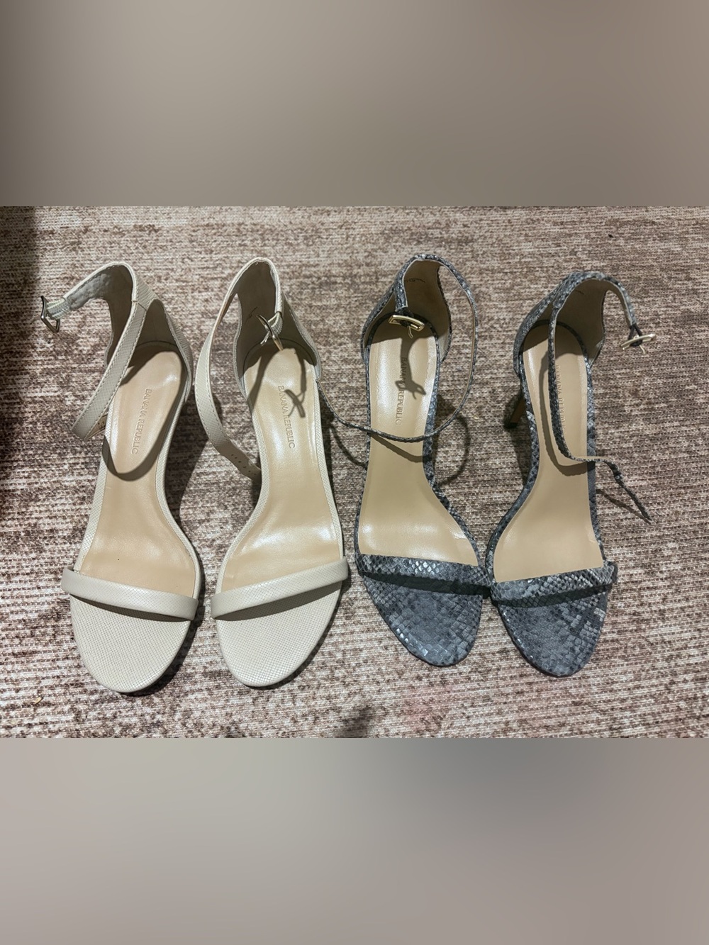 2 Pairs of Banana Republic Strappy Heel (Nude & Snakeskin Print)